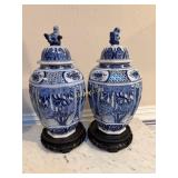 Pair of Blue/White Porcelain Chinoiserie Style
