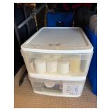 2- Drawer White/Clear Storage Container FIlled
