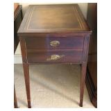 A Stickley Mahogany Tooled Leather Top End Side