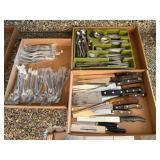 3 Flats of Stainless Steel Cutlery and Cutting