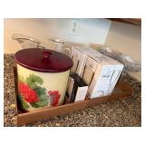 Cut Glass Pitcher, 2, Ice Bucket, Wine Decanter