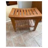Teak Shower Bench with Shelf, Measures; 21ï¿½W x
