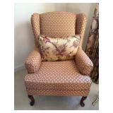 Beautiful Queen Ann Upholstered Wingback. Red and