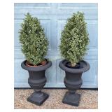 3 Ceramic Pots, 2 Plastic Plants