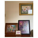 4 Framed Floral Paintings of Various Sizes and