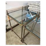 Pair of Patio Tables, Glass and Metal with