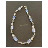 20" Cleopatra Kyanite Pearl Sterling Necklace,