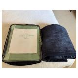 Green Full Size Wool Blanket, Heavy Blue Cotton