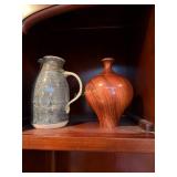 Blue/Grey Hand-Painted Pitcher, Hand-Turned