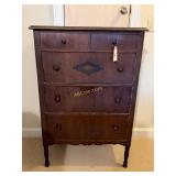 Antique 4- Drawer Chest of Drawers with Dark