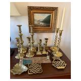 10 Candle Stands, 2 Lamp Finials, Trivets, 1