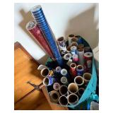 Wicker Basket of Large Gift Bags, 3 Storage Bins,