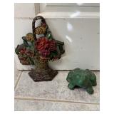 2 Cast Iron Door Steps, One Shaped like Flower