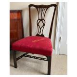 Chippendale Style Mahogany Side Chair with a Red