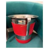 Acrylic/ Brass X Base Art Deco Tray Table, Red