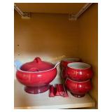 Le Creuset Red 6pc Soup Serveware Set with