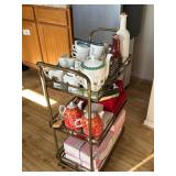 3- Tier Brass Rolling Cart with Mirrored Shelves,