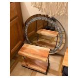 Wooden/ Black Metal 2- Tier Table Top Shelf, QM