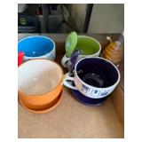 4pc Ceramic Soup Cups with Spoons, 2- Stainless