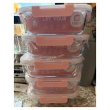 5 Qty- 2pc Sets of Crest Pink/Clear Baking Dishes