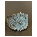 Ethnic Sterling Silver Bangle Bracelet Cuff-