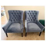 Light Blue Button Tufted Wing Chairs Set of 2,
