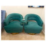 Elle Decar Ava Cutout Swivel Chairs in Dark Green