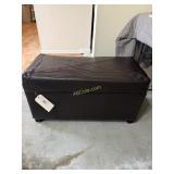 Dark Brown Leather Storage Ottoman, Measures: