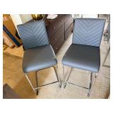 Simple Grey Bar Chairs in Leather and Chrome