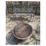 Metal Outdoor Bench with Metal Fire Place