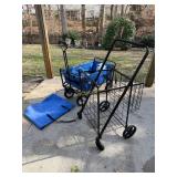 Folding Blue Fabric Mx Sport Yard Cart with Large
