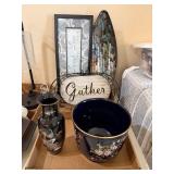 Made in Japan Ceramic Vase with Etched Floral