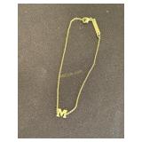 14K Yellow Gold Bracelet with M Charm, 6 .25ï¿½