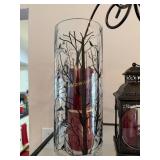 14ï¿½ Cylindrical Pillar Candle Holder with Etched