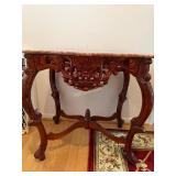 Rococo Style Carved Wood and Pink Marble Top