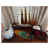 Real Wood Painted Wall Hangings of Two Sail Boats