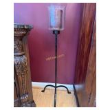 Pair of Black Metal Floor Hurricane Candle