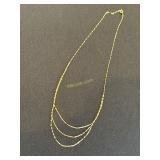 10K Yellow Gold 16ï¿½ 3 Strand Necklace, .7g