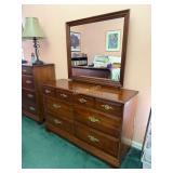 Vintage Cherry Wood Dresser with Mirror,