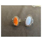 2 Rings- Blue Lace A Gate and Sterling, Orange