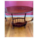 Mahogany Accent Table with Magazine Storage Rack,