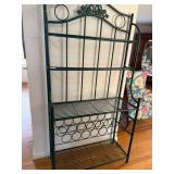 Green Metal Bakerï¿½s Rack with Wine Storage,