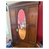 Antique Edwardian Inlaid Mahogany Wardrobe Chest