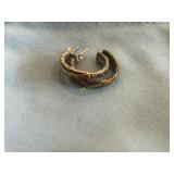 Sterling and 18K Yellow Gold Swirl Hammered Open