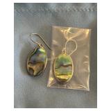 Abalone and Sterling Oval Drop Earrings