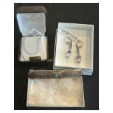 Sterling Hair Clasp, Cour De Lion Earrings and