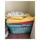 Mint Green Laundry Basket, Sheet Protector (Queen
