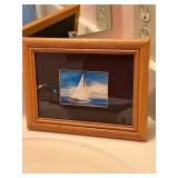 2 Mermaid Paintings, 1 Sailboat Painting, 3 Empty