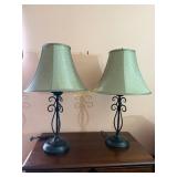 Pair of Traditional- Style Wrought Iron Tile Lamp