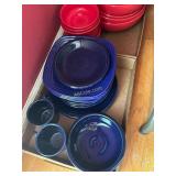 23pc Red, Navy Blue, Fiesta Ware Dinnerware Set
